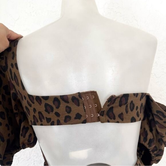 Lovers and Friends Cheetah Leopard Print Puff Sleeve Mini Dress Size XS - Picture 5 of 9